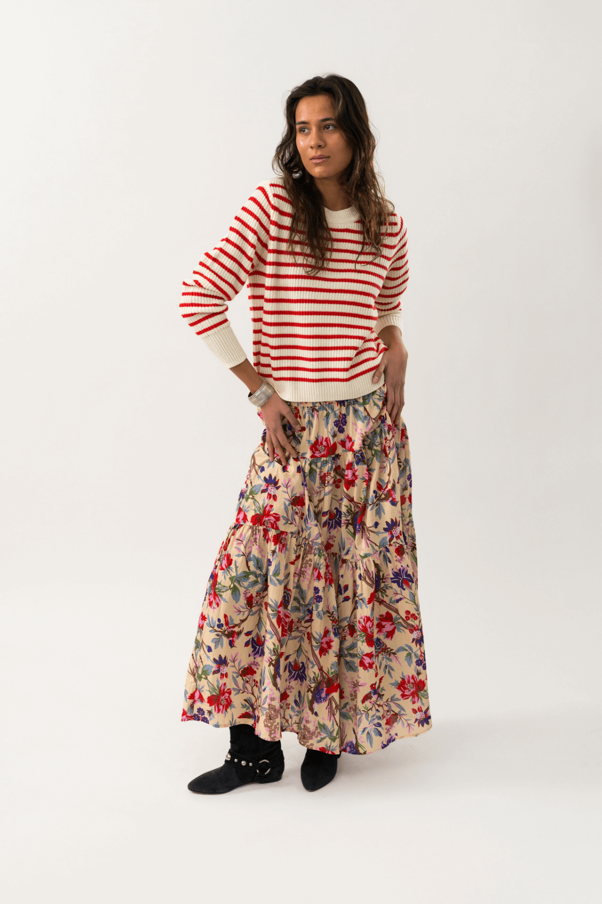 SUNSET MAXI SKIRT FLOWER PRINT