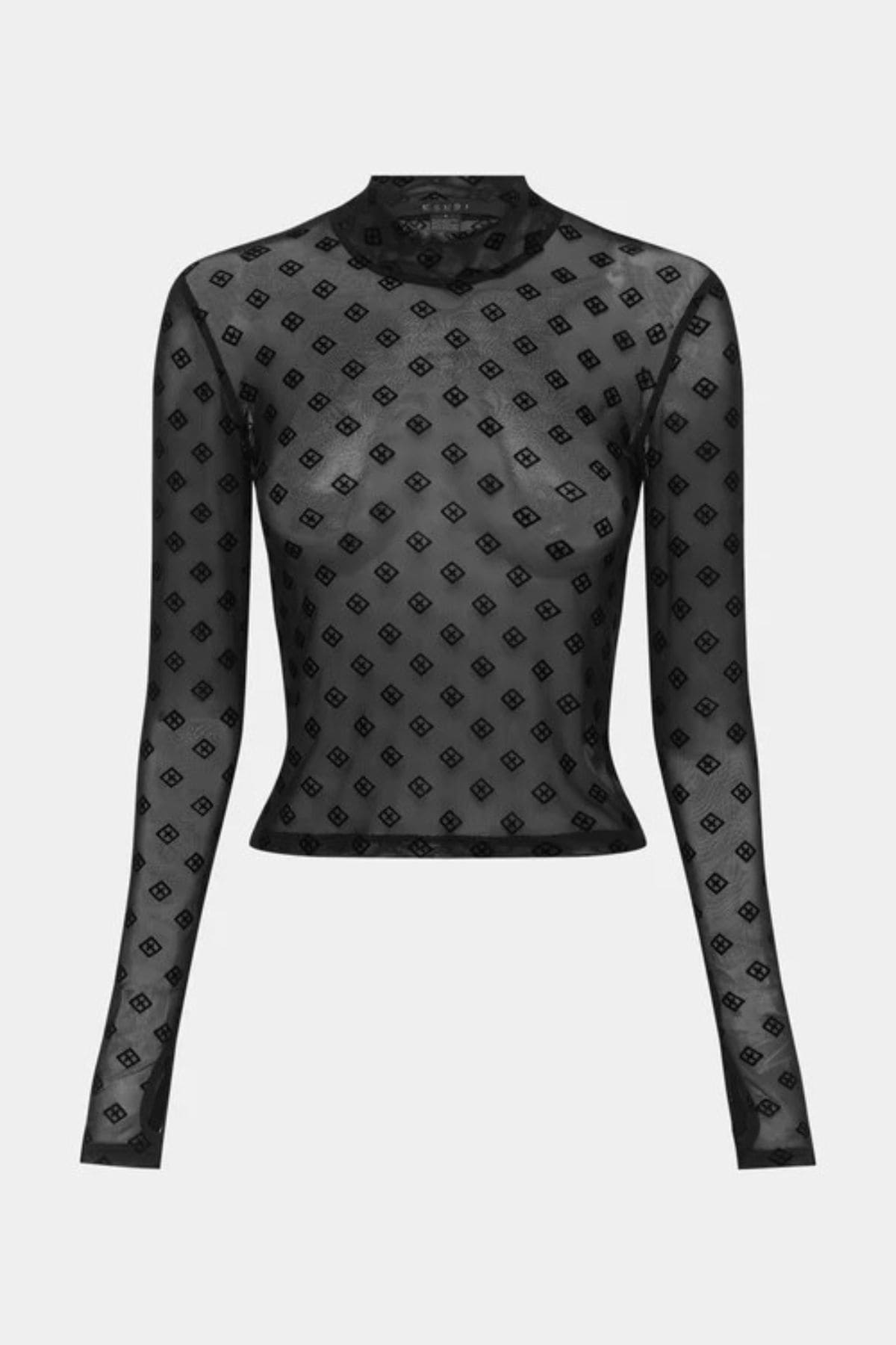SYMBOLS LONG SLEEVE TOP BLACK