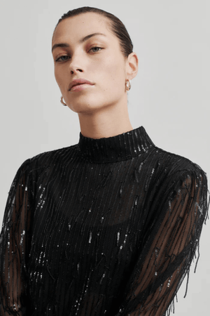 TASSEL BLOUSE BLACK