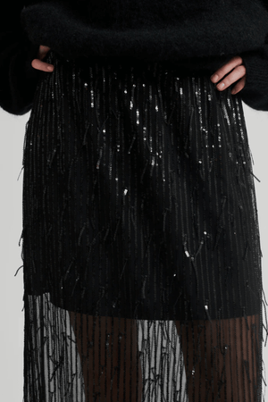 TASSEL MAXI SKIRT BLACK