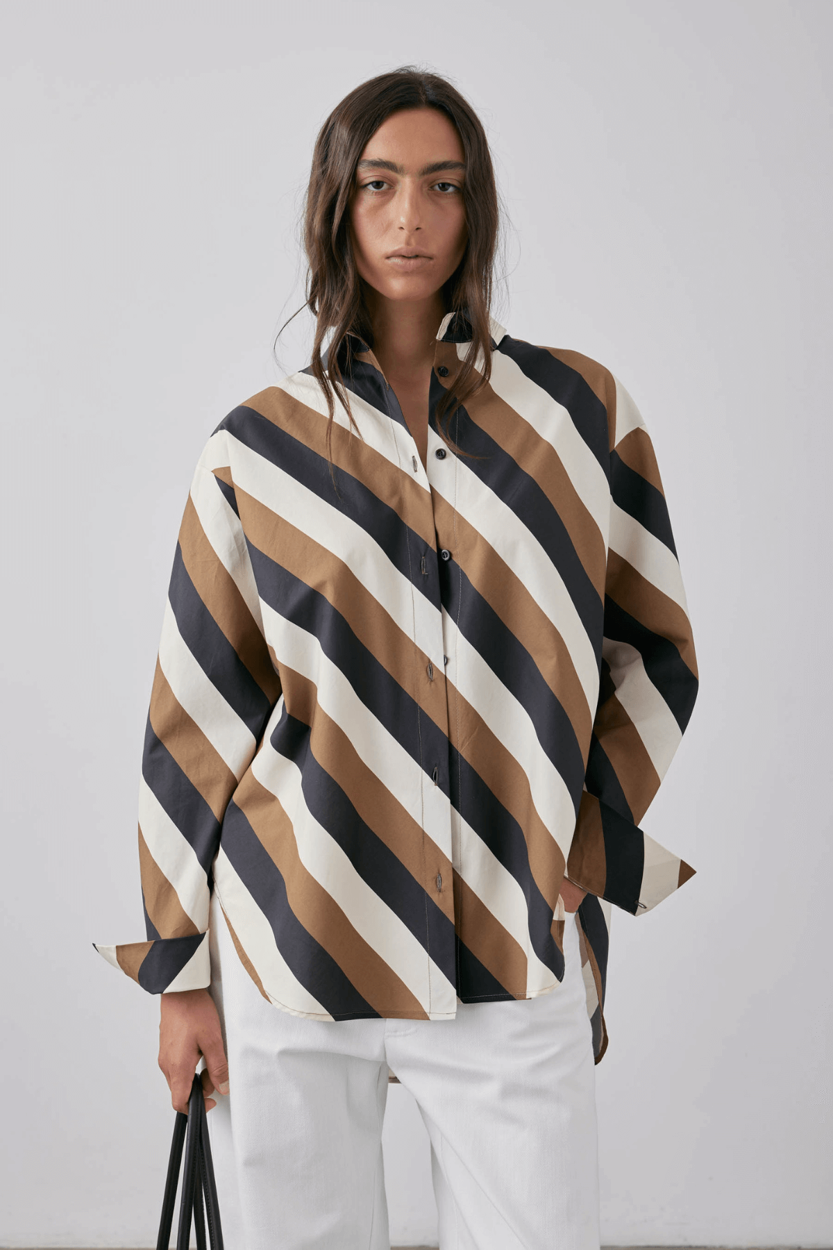 THERESE SHIRT PARCHMENT + TOBACCO STRIPE