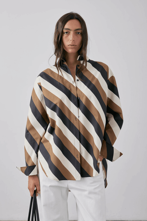 THERESE SHIRT PARCHMENT + TOBACCO STRIPE