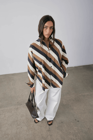 THERESE SHIRT PARCHMENT + TOBACCO STRIPE