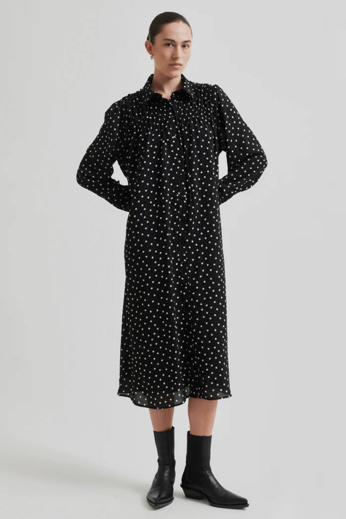 TUVA SPOT PRINT DRESS BLACK