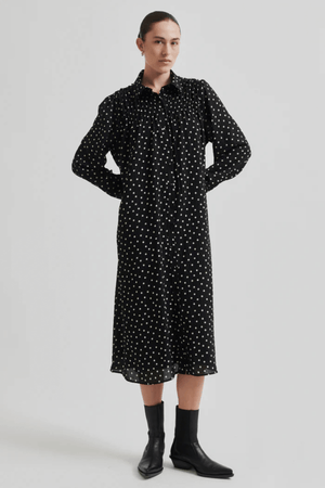 TUVA SPOT PRINT DRESS BLACK