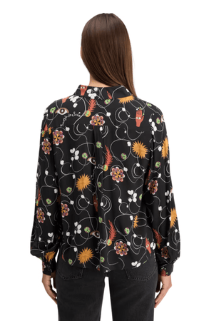 VISCOSE PRINTED BALLOON SLEEVE SHIRT FREE MIND