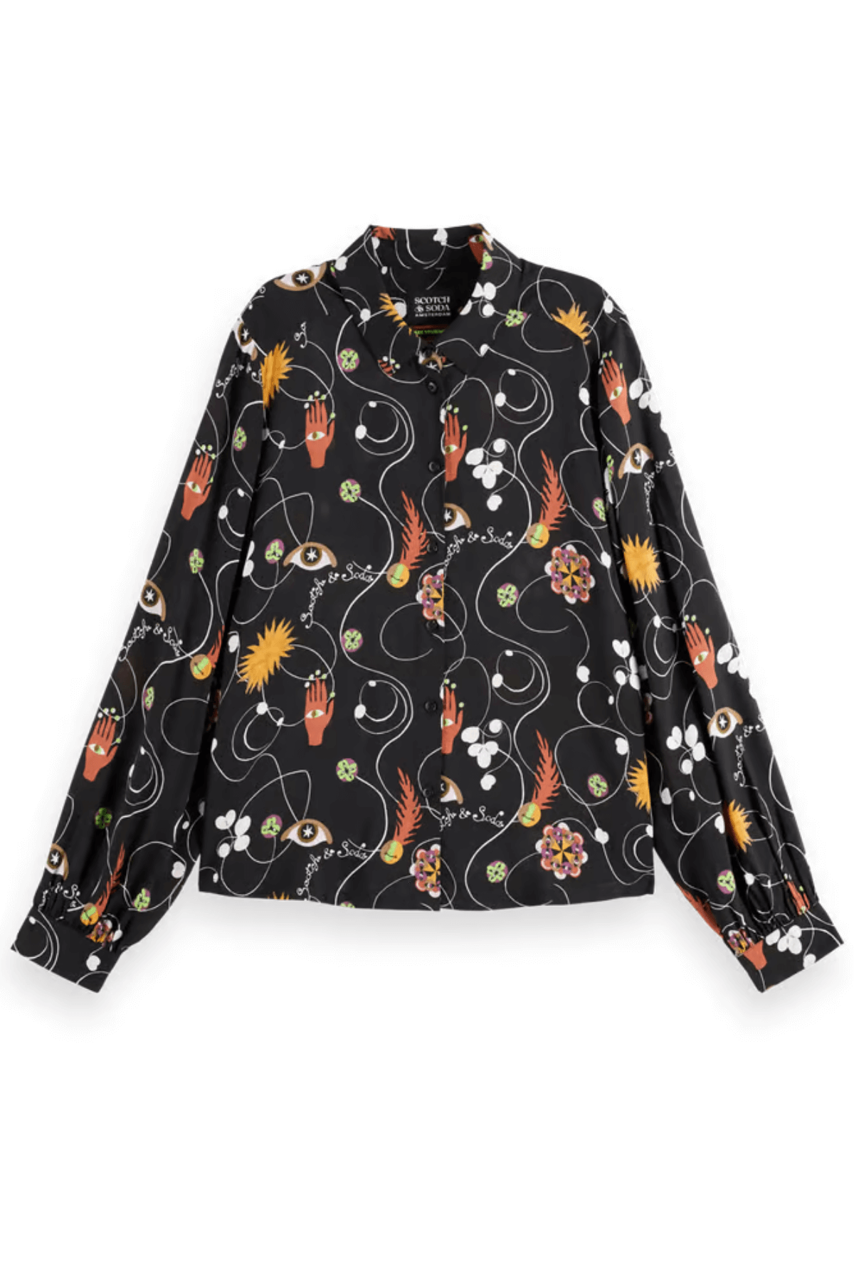 VISCOSE PRINTED BALLOON SLEEVE SHIRT FREE MIND