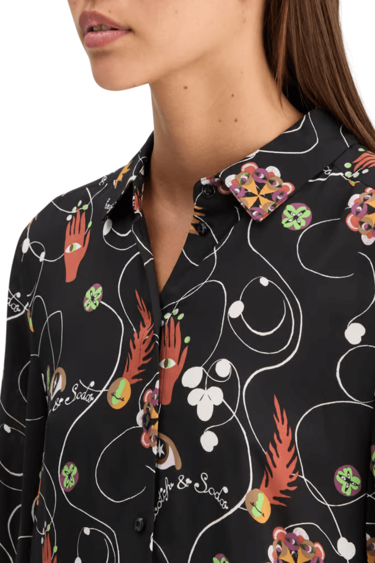 VISCOSE PRINTED BALLOON SLEEVE SHIRT FREE MIND