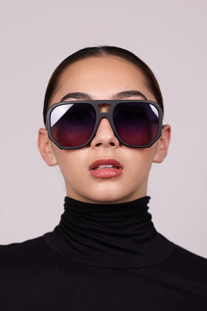 WAGER SUNGLASSES BLACK MATT BLUE TO PURPLE