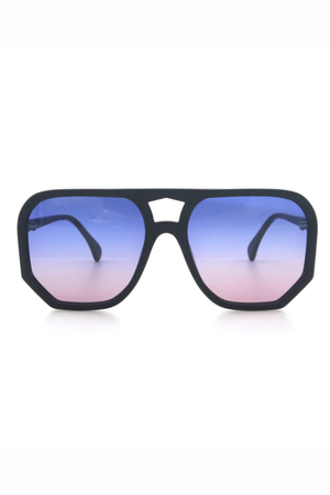 WAGER SUNGLASSES BLACK MATT BLUE TO PURPLE