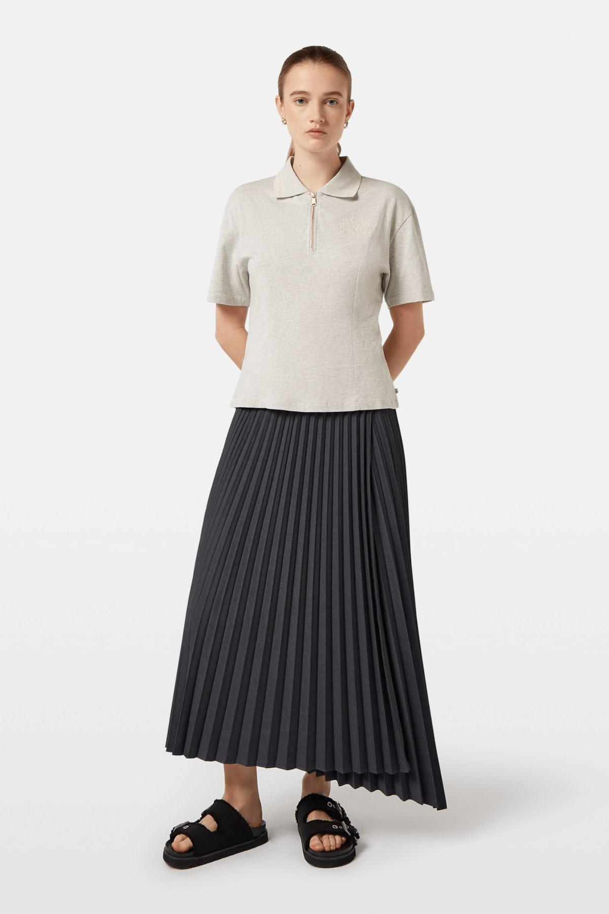 WAISTED POLO T-SHIRT LIGHT GREY MELANGE