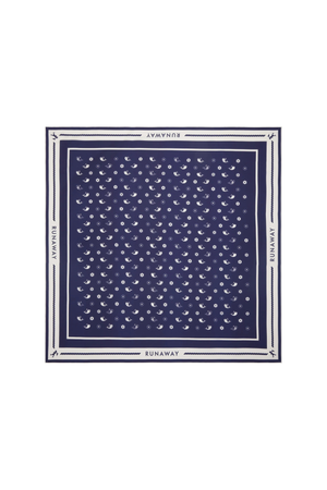 WHALE FLORAL CLASSIC SILK SCARF NAVY