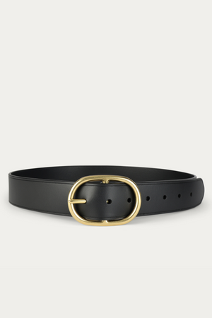 WIDE BELT OVAL BUCKLE BLACK/BRASS