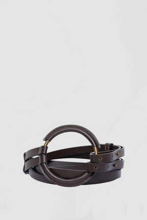 GRETA DOUBLE STRAP BELT CHOCOLATE
