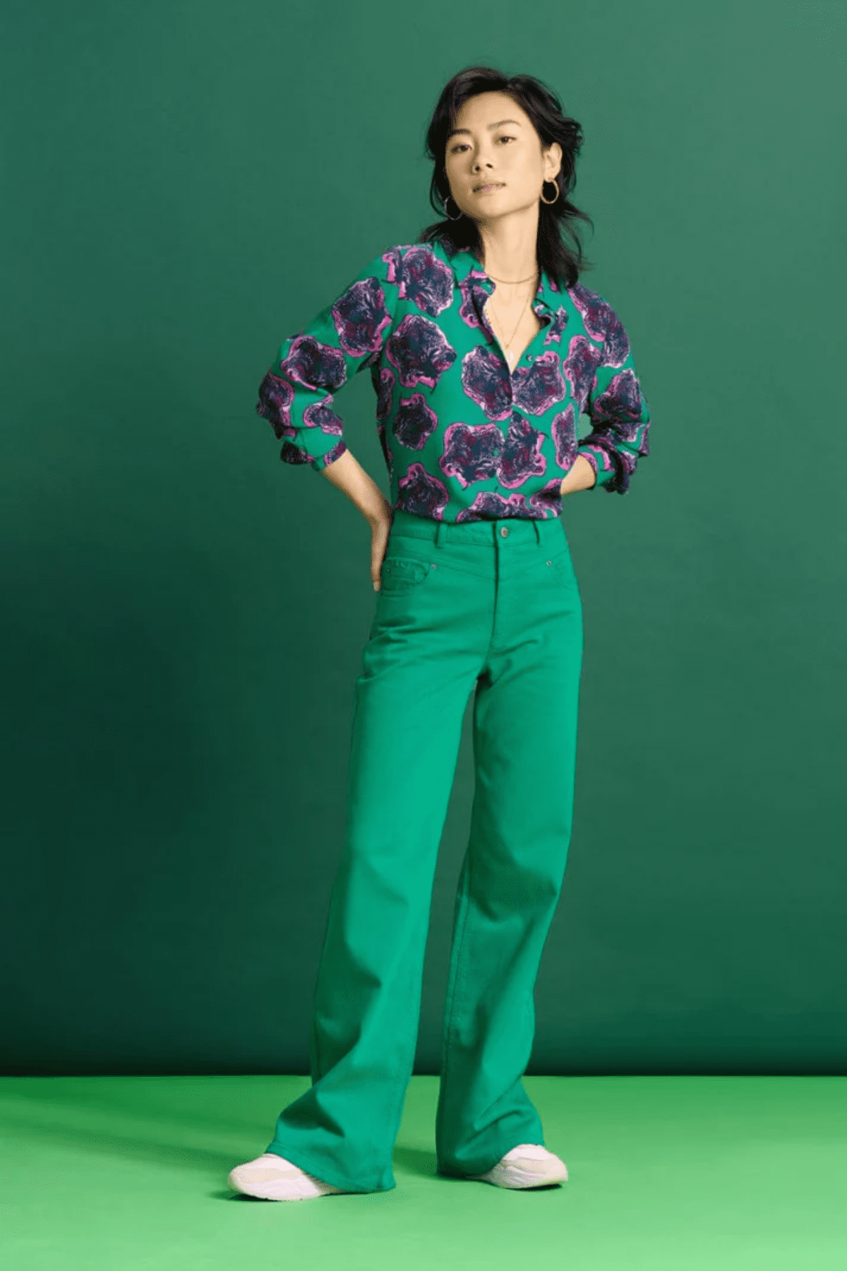 JEANS WIDE LEG JADE GREEN