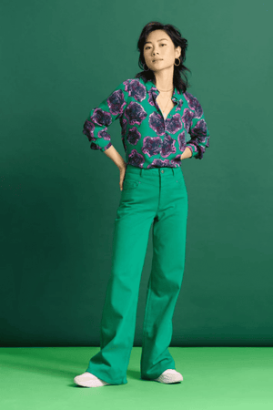 JEANS WIDE LEG JADE GREEN