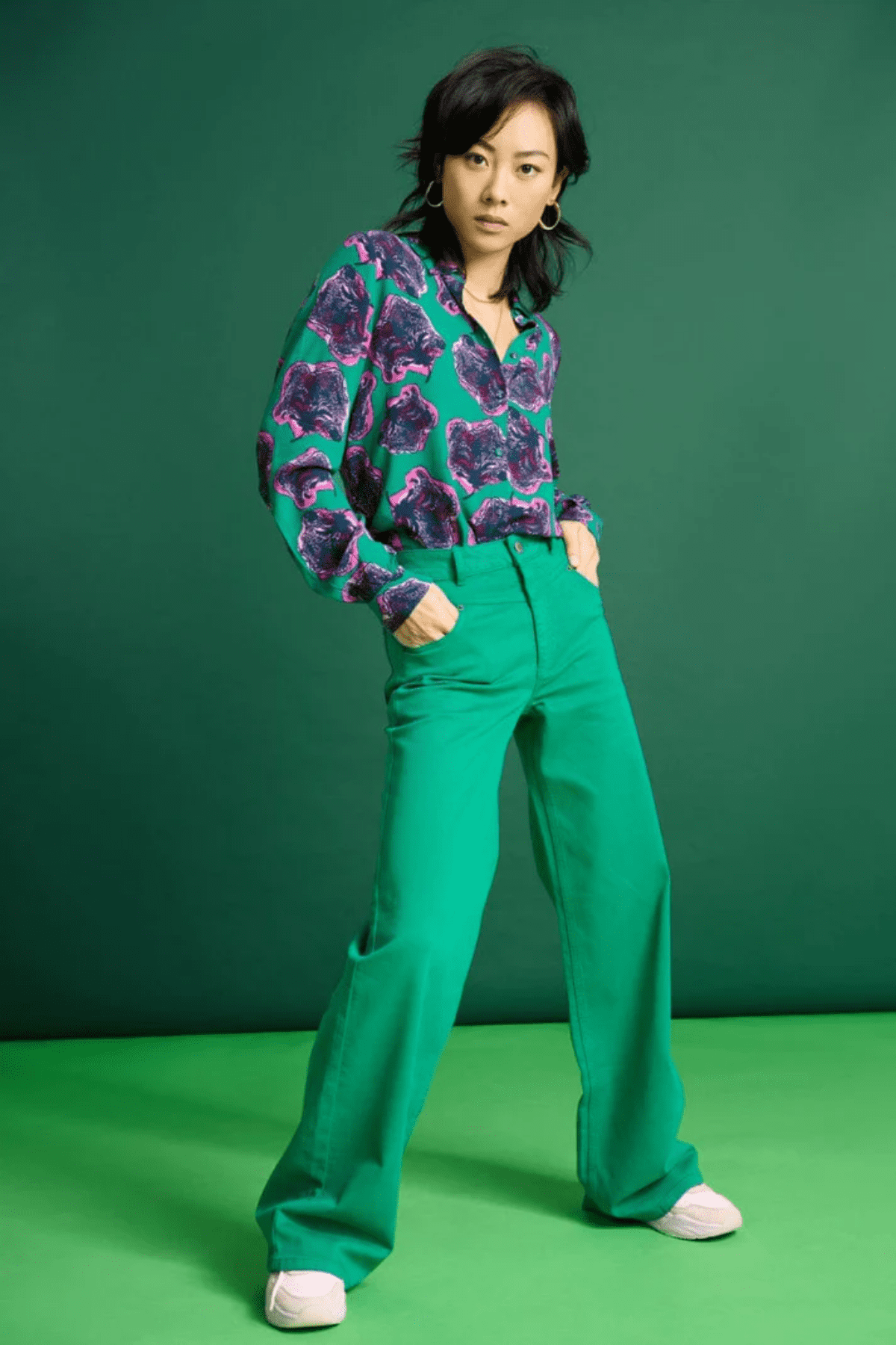 JEANS WIDE LEG JADE GREEN