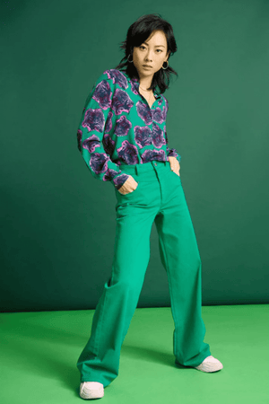 JEANS WIDE LEG JADE GREEN
