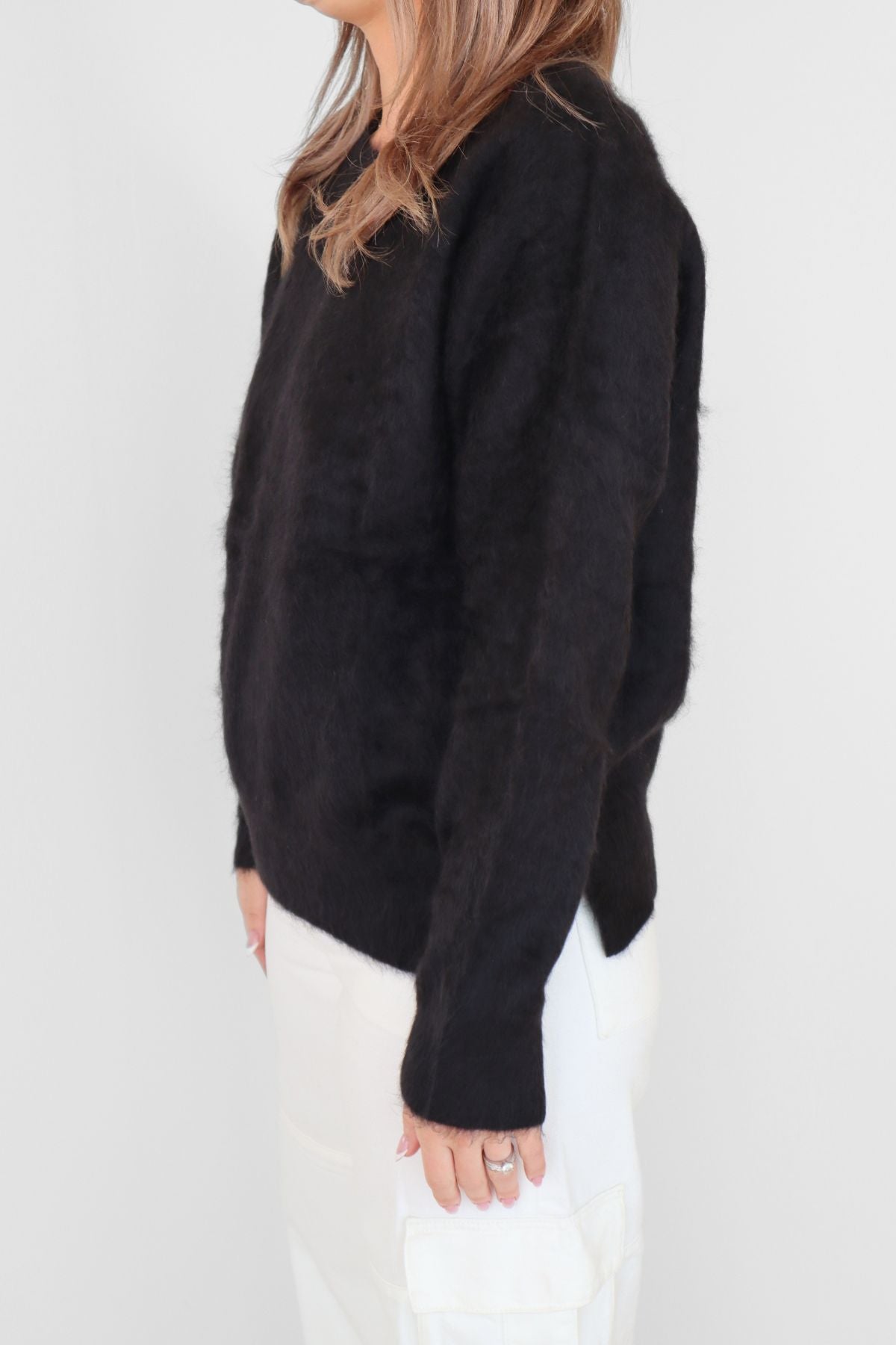 BELLE CASHMERE CREW SOFT BLACK