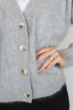 CHLOE BRUSHED CASHMERE CARDIGAN PEARL GREY