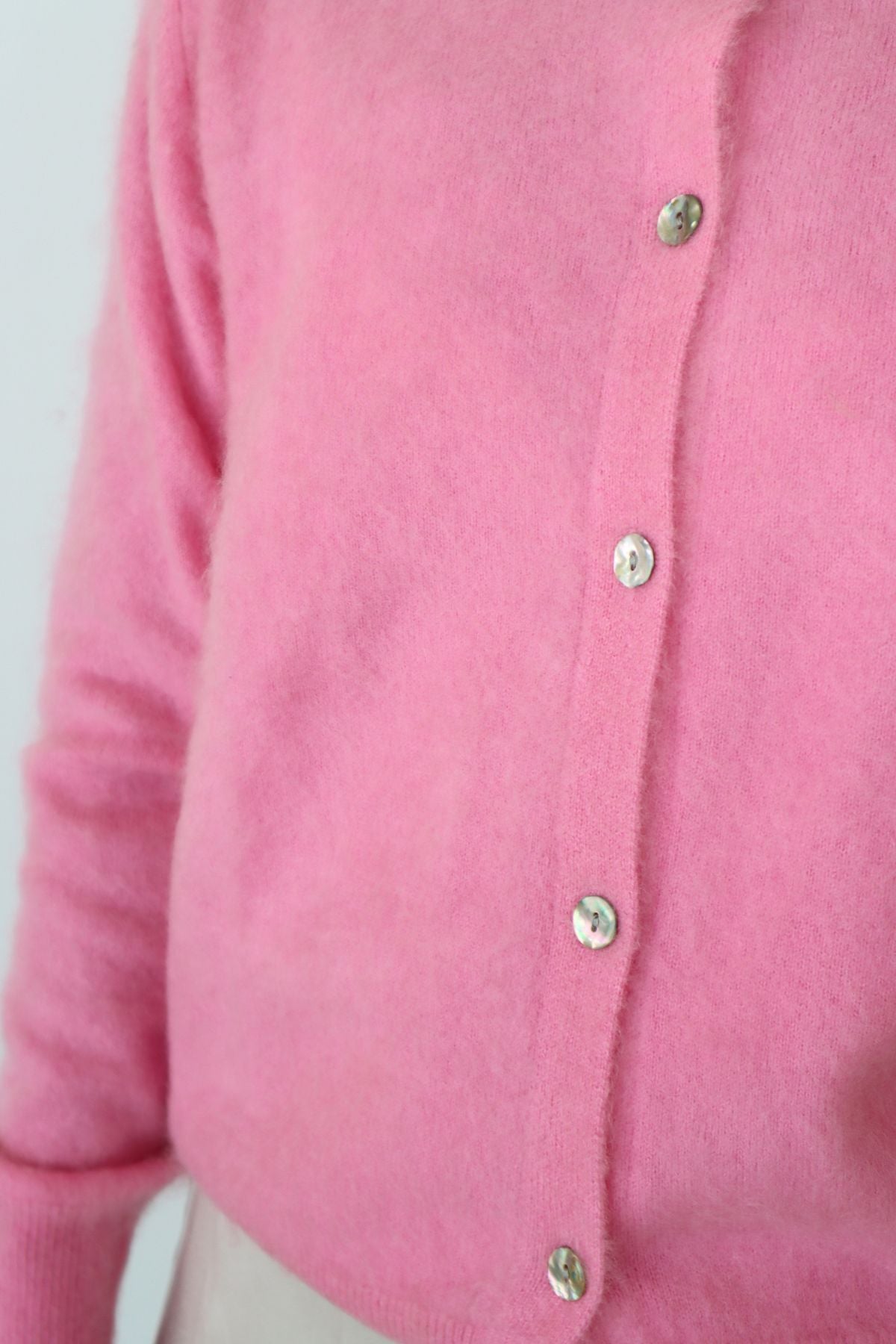 LAUREN BRUSHED CASHMERE CARDIGAN SOFT ROSE