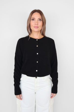 ANNA CASHMERE CARDIGAN MIDNIGHT BLACK