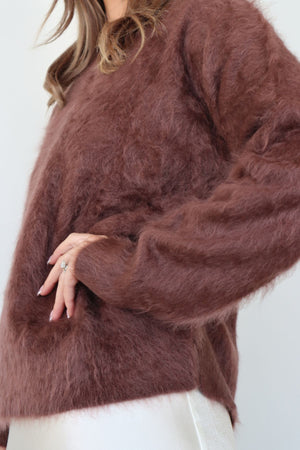 BELLE CASHMERE CREW DARK COCOA