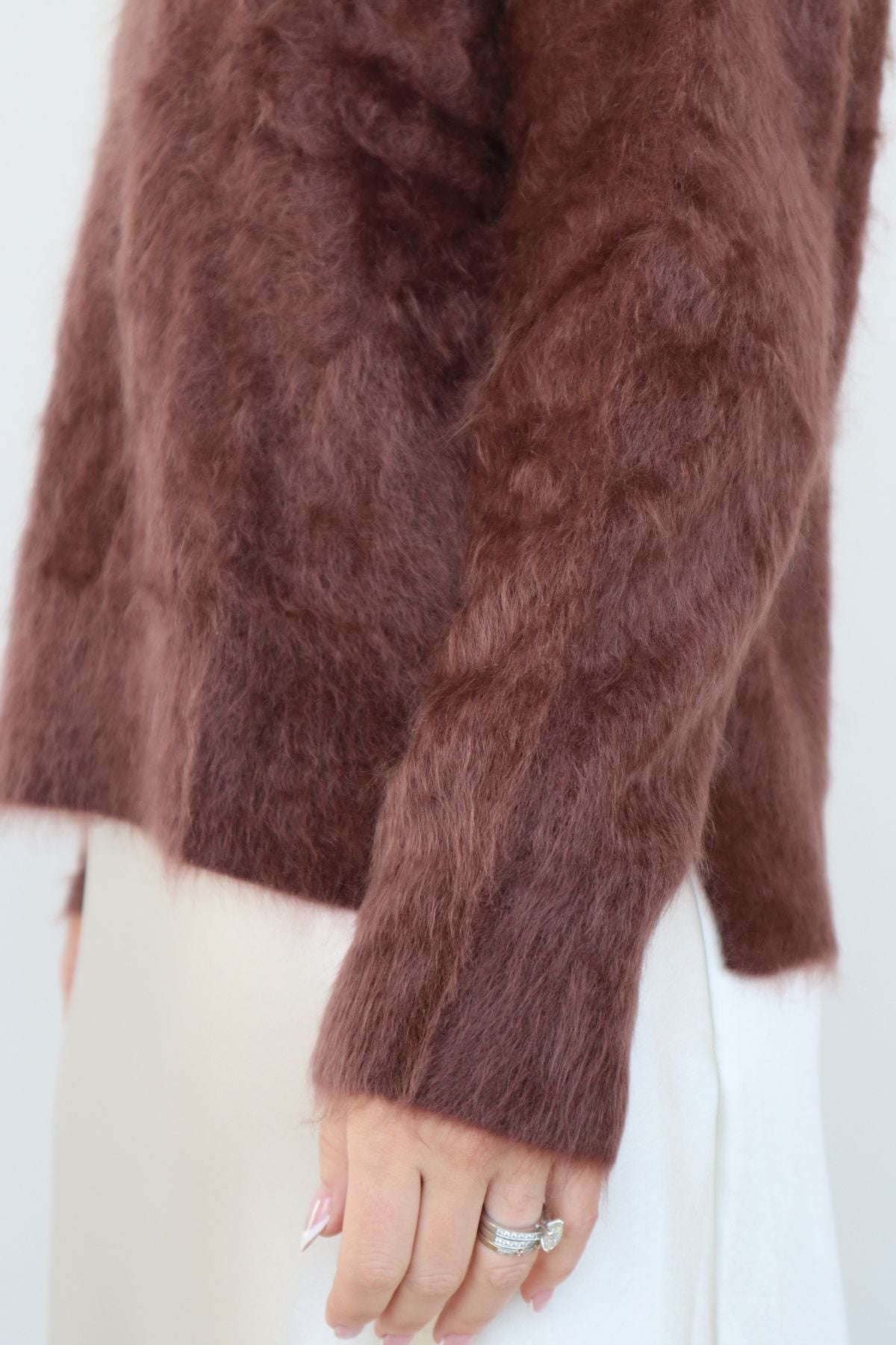 BELLE CASHMERE CREW DARK COCOA