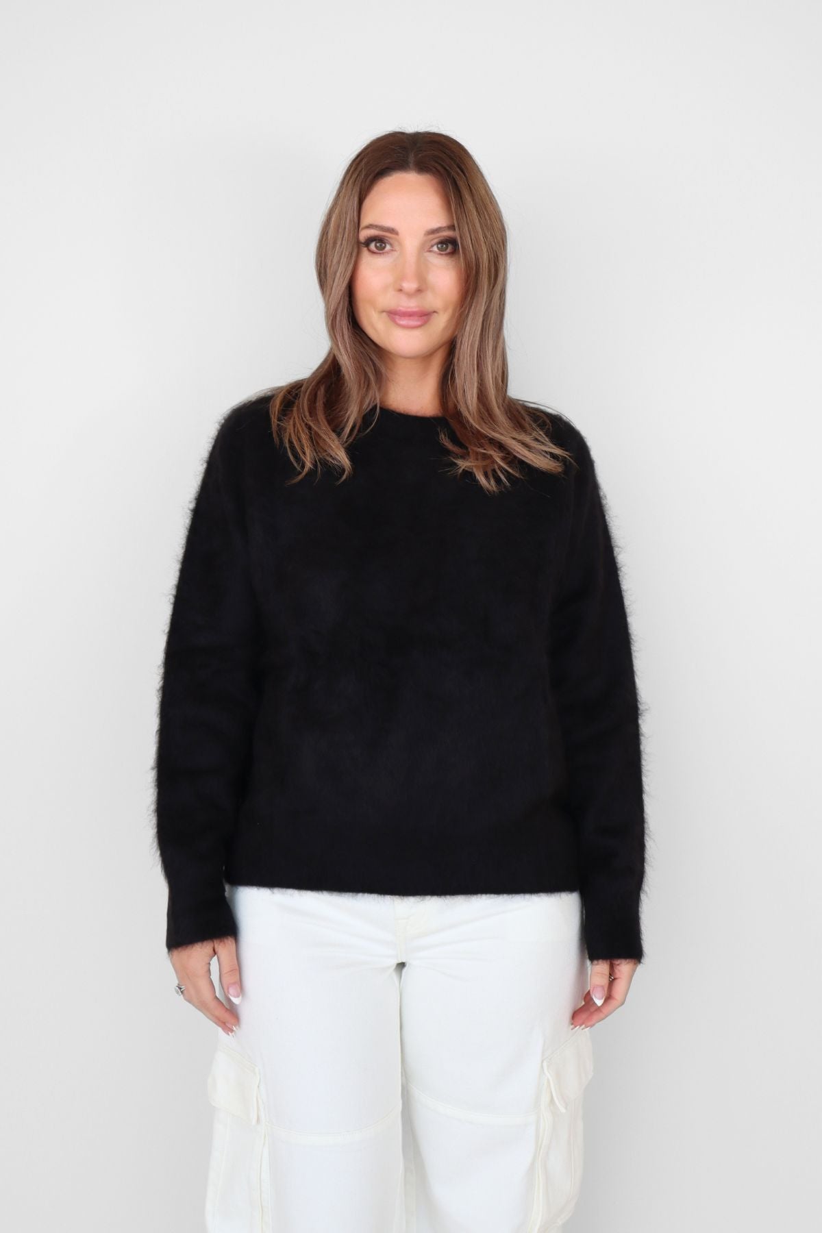 BELLE CASHMERE CREW SOFT BLACK