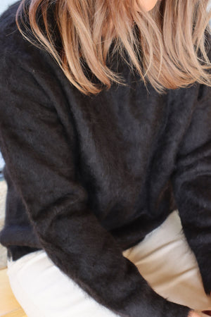 BELLE CASHMERE CREW SOFT BLACK