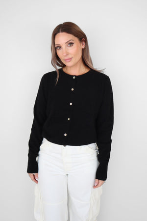 ANNA CASHMERE CARDIGAN MIDNIGHT BLACK