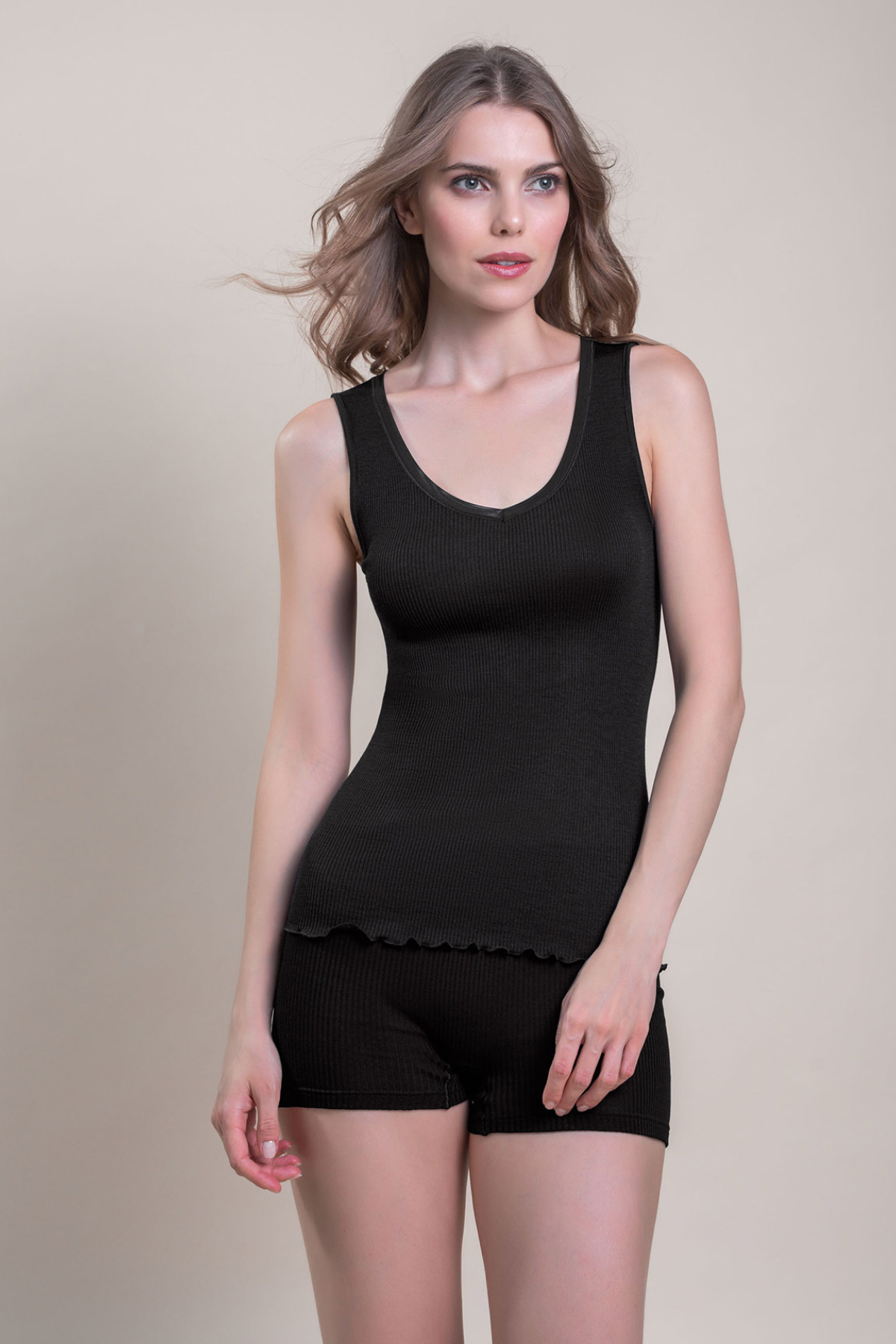 5120 TANK TULLE TRIM BLACK