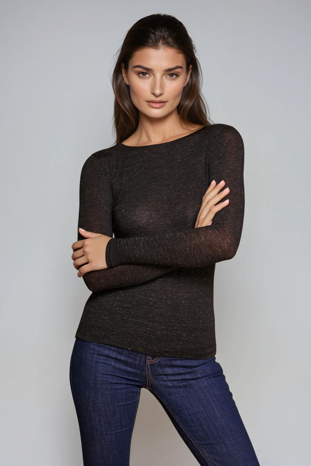 5223 LONG SLEEVE LUREX BLACK