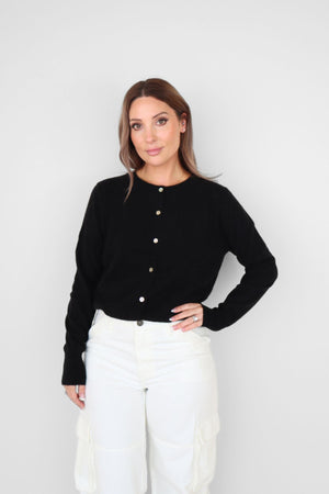 ANNA CASHMERE CARDIGAN MIDNIGHT BLACK