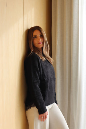 BELLE CASHMERE CREW SOFT BLACK