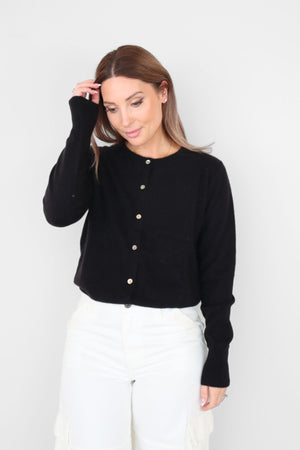 ANNA CASHMERE CARDIGAN MIDNIGHT BLACK