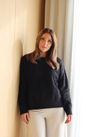 BELLE CASHMERE CREW SOFT BLACK