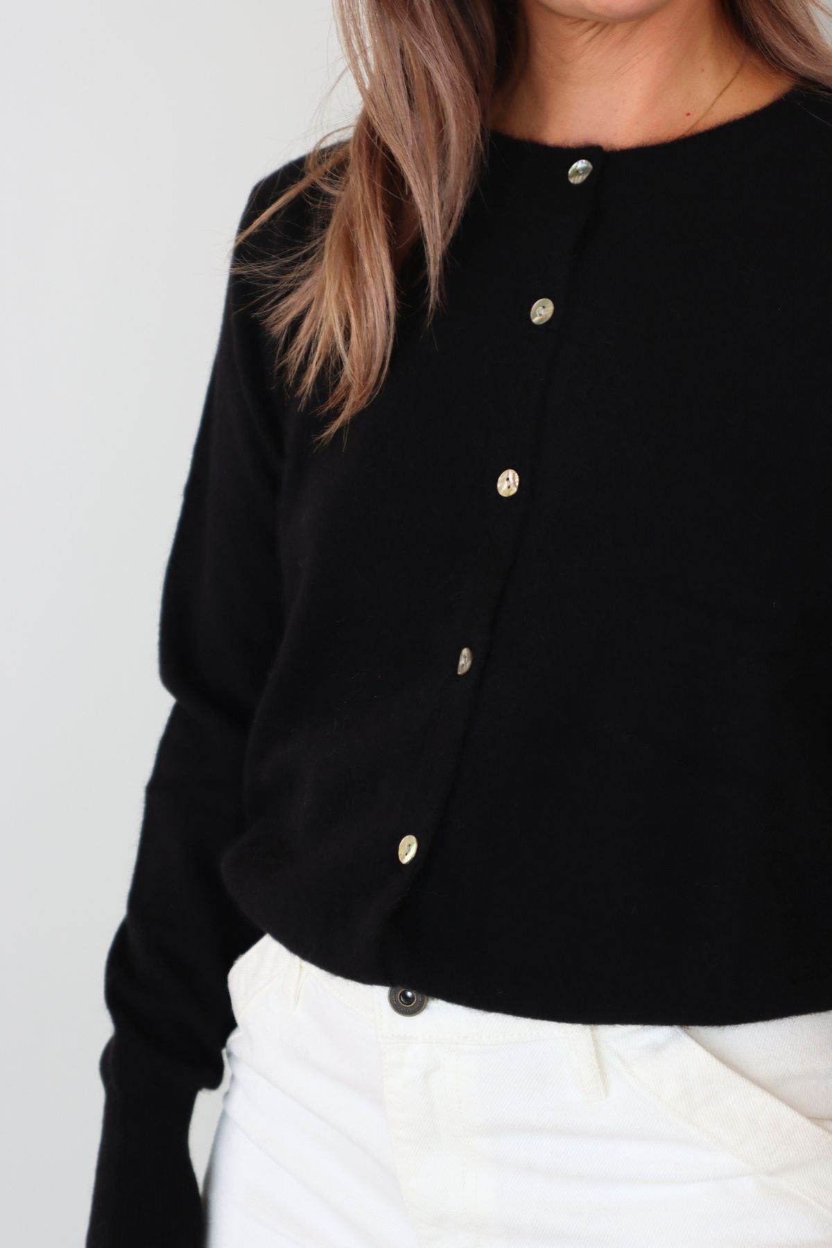 ANNA CASHMERE CARDIGAN MIDNIGHT BLACK