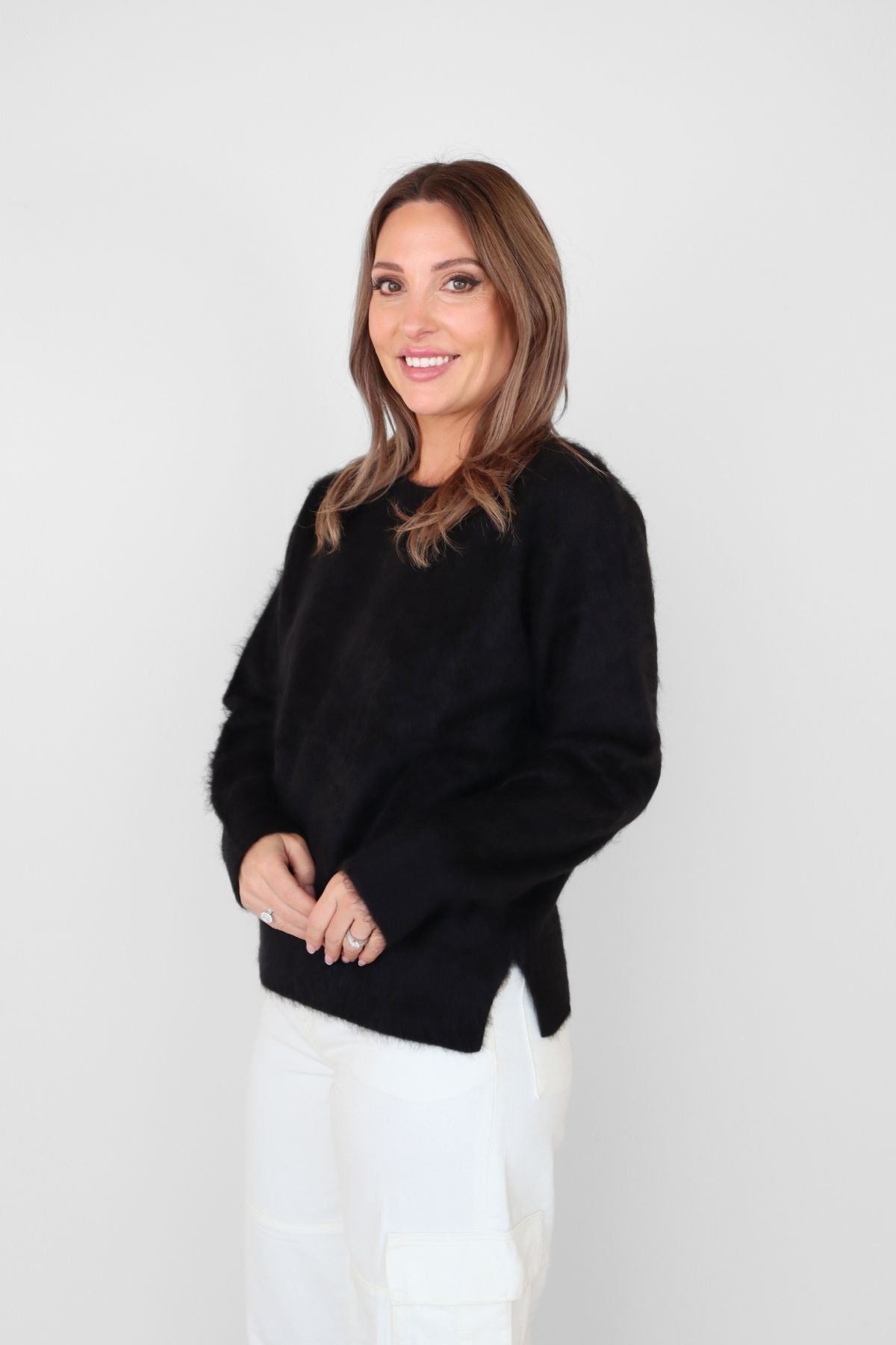 BELLE CASHMERE CREW SOFT BLACK