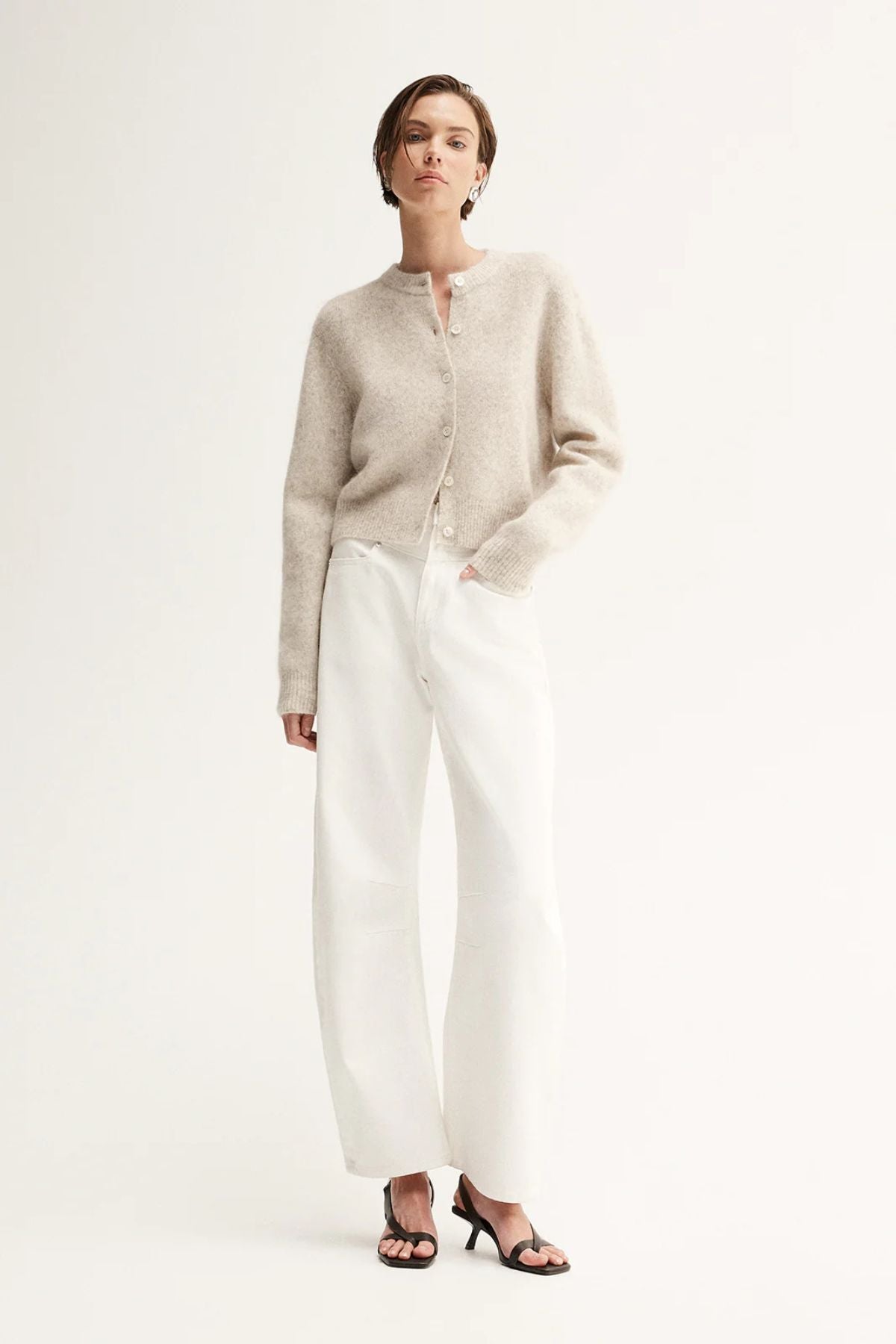 ABIGAIL KNIT CARIDGAN WHITE MARLE