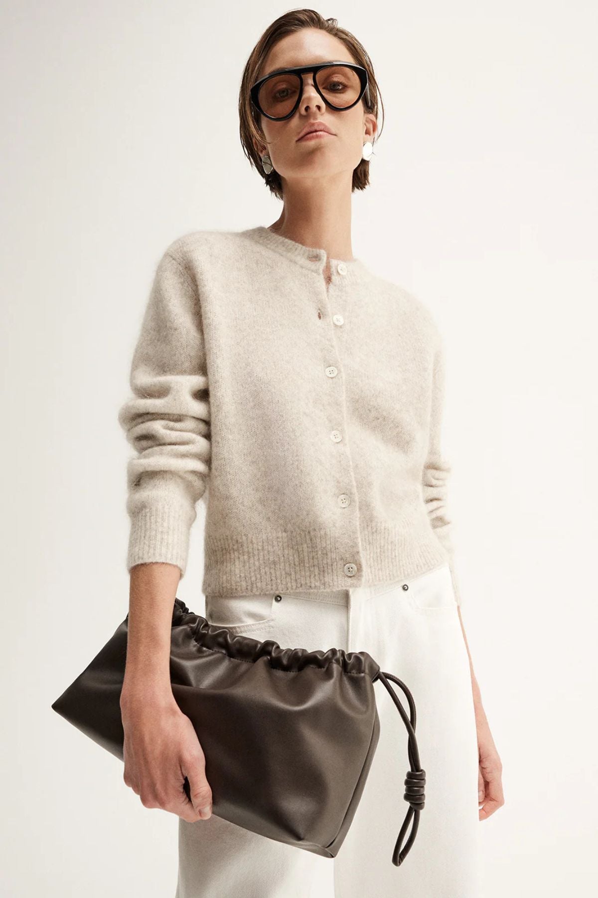 ABIGAIL KNIT CARIDGAN WHITE MARLE