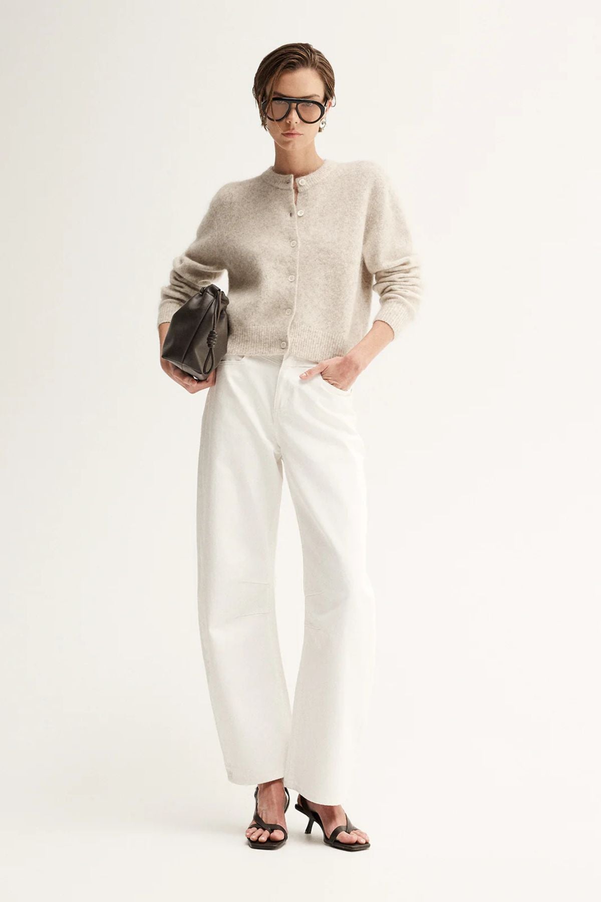 ABIGAIL KNIT CARIDGAN WHITE MARLE