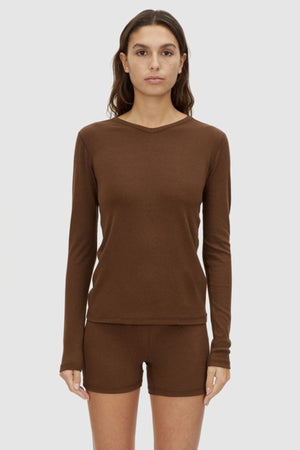 AMARA LONG SLEEVE TOP CHOCOLATE
