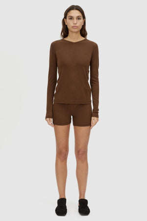 AMARA LONG SLEEVE TOP CHOCOLATE