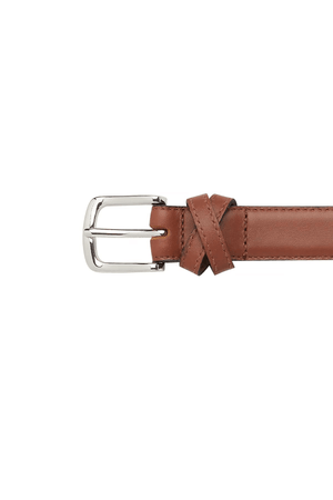 BOYFRIEND BELT TAN/NICKLE