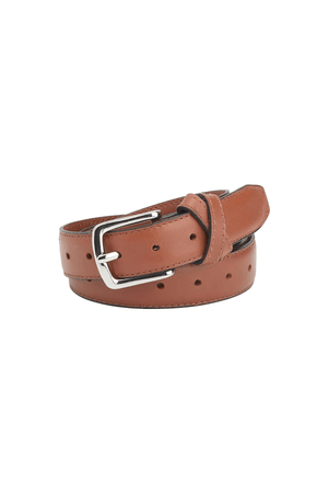 BOYFRIEND BELT TAN/NICKLE