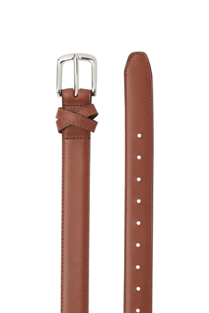 BOYFRIEND BELT TAN/NICKLE
