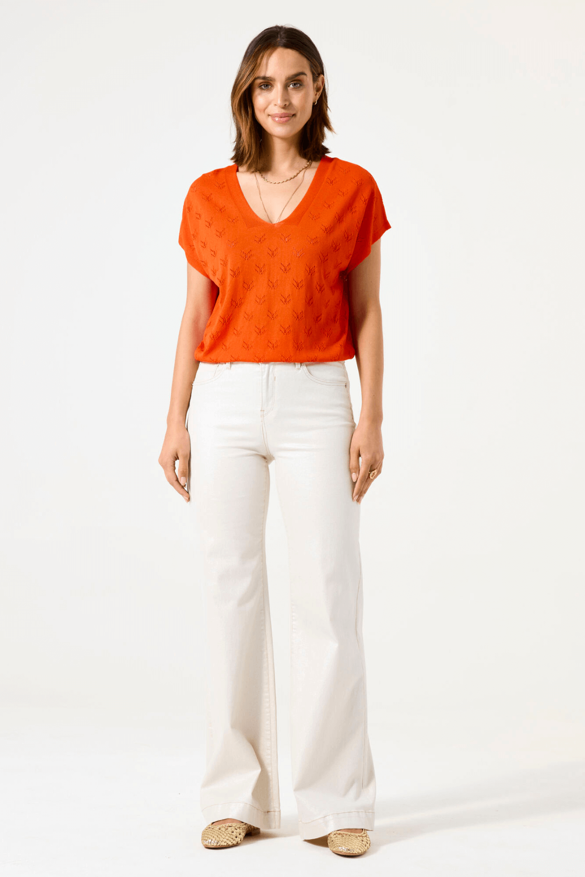 C50243 LADIES PULLOVER TANGERINE RED