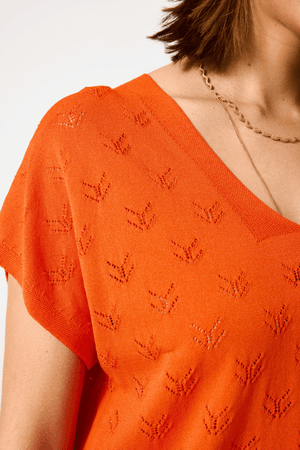 C50243 LADIES PULLOVER TANGERINE RED