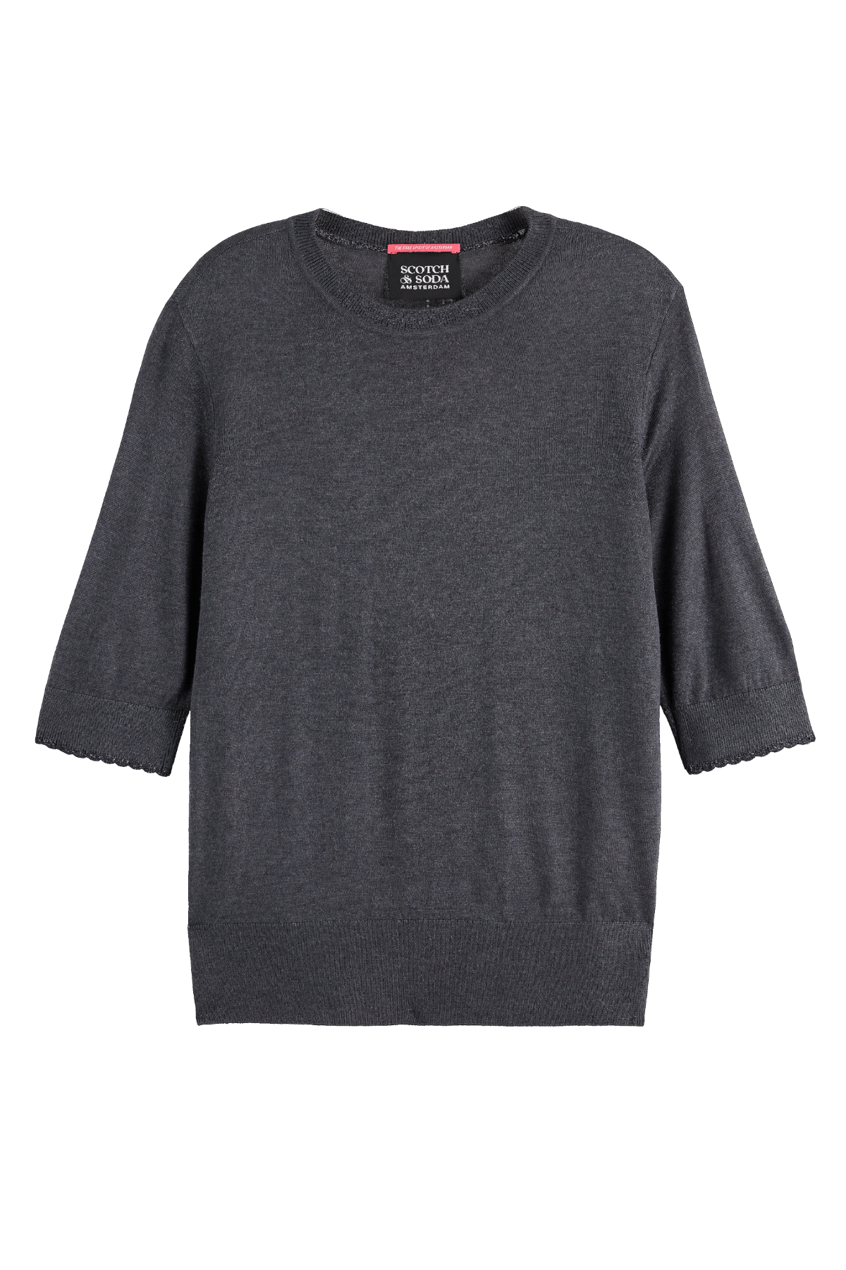 CREW NECK SHORT SLEEVED PULLOVER CHARCOAL MELANGE